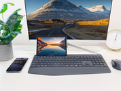 Wireless Keyboard and Mouse Combo with Phone Dock - Bluetooth, 2.4GHz, Ergonomic Wrist Rest