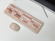 Retro Wired Keyboard and Mouse Combo - Brown