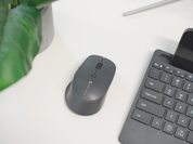 Wireless Keyboard and Mouse Combo with Phone Dock - Bluetooth, 2.4GHz, Ergonomic Wrist Rest