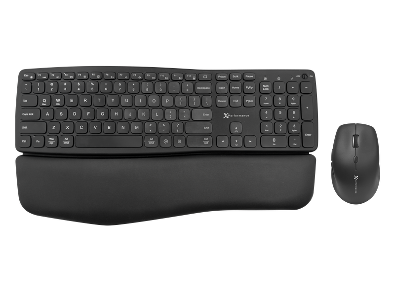 Ergonomic Wireless Backlit Keyboard and Mouse Combo - Palm Rest, USB-C, 3-Device Switching