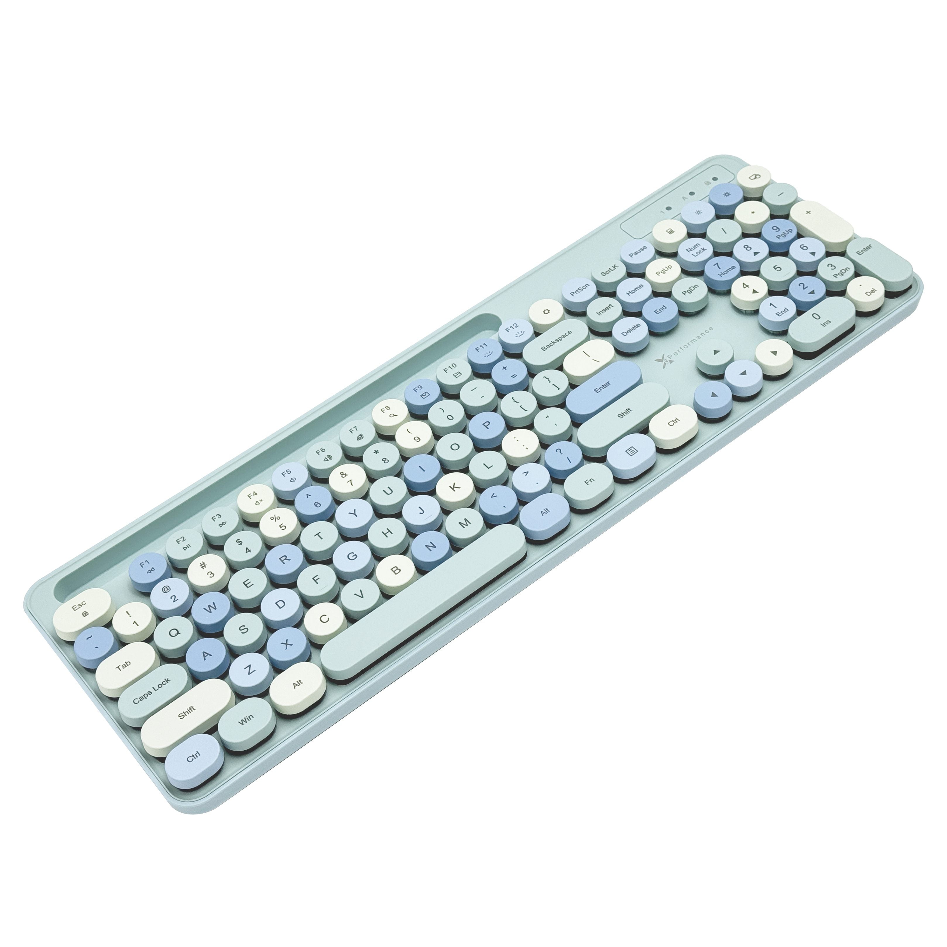 Retro Wired Keyboard and Mouse Combo - Typewriter Round Keys, USB Plug and Play, Matching Mouse