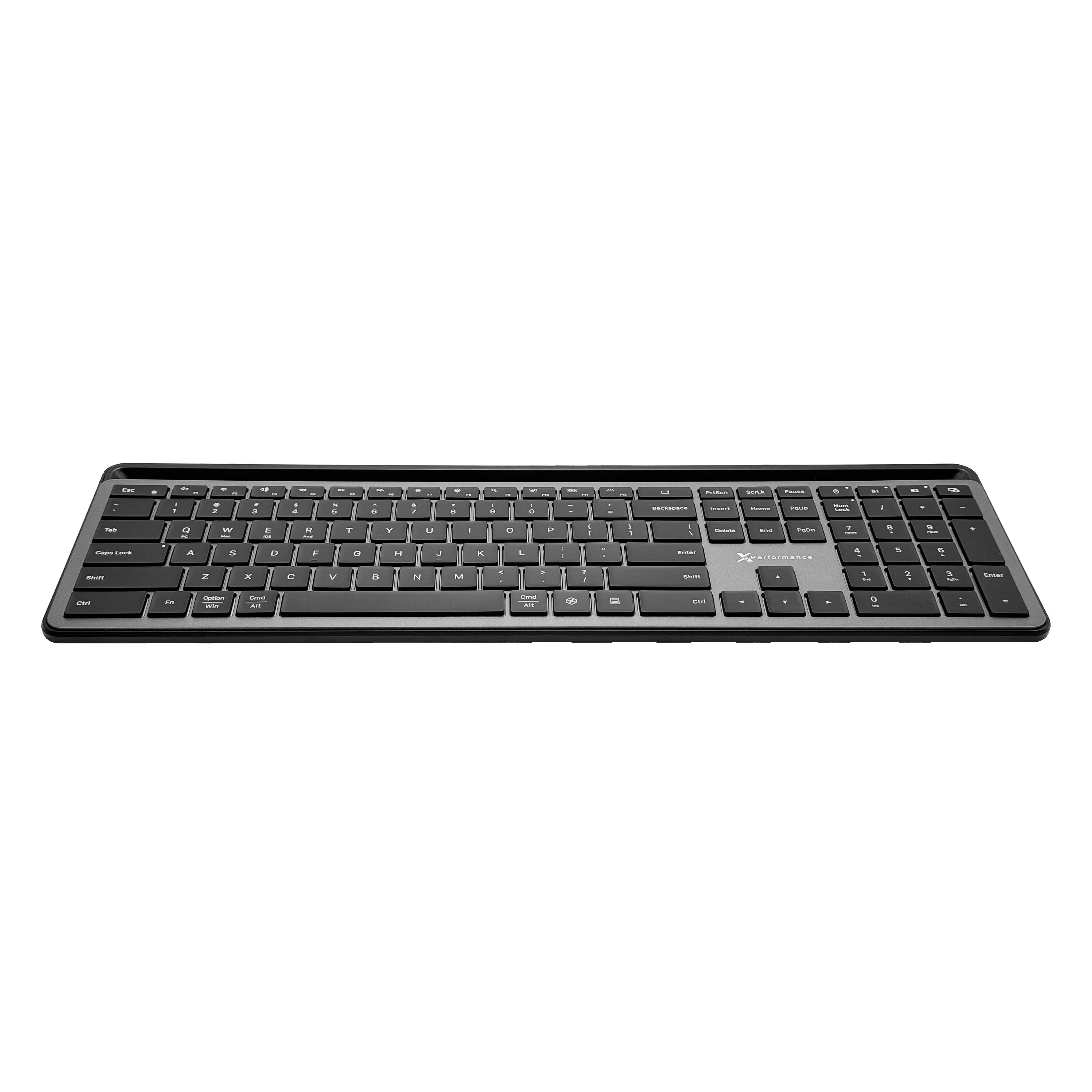 Bluetooth Keyboard with Extra-Long Phone Dock - Grey