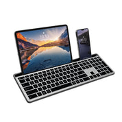 Bluetooth Keyboard with Extra-Long Phone Dock - Grey