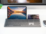Bluetooth Keyboard with Extra-Long Phone Dock - Grey