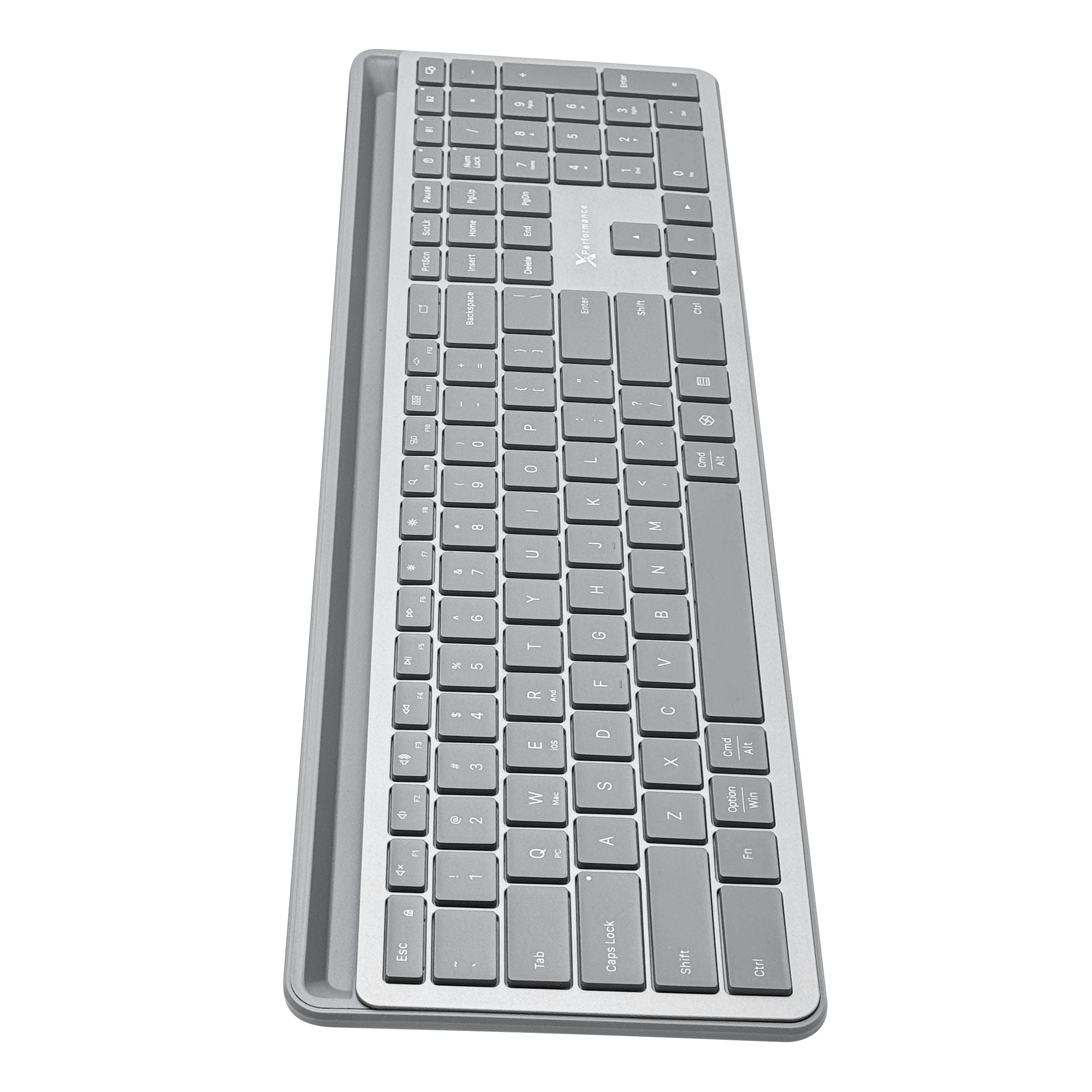 Bluetooth Keyboard with Extra-Long Phone Dock - Multi-Device, Rechargeable, Built-In Tablet Stand