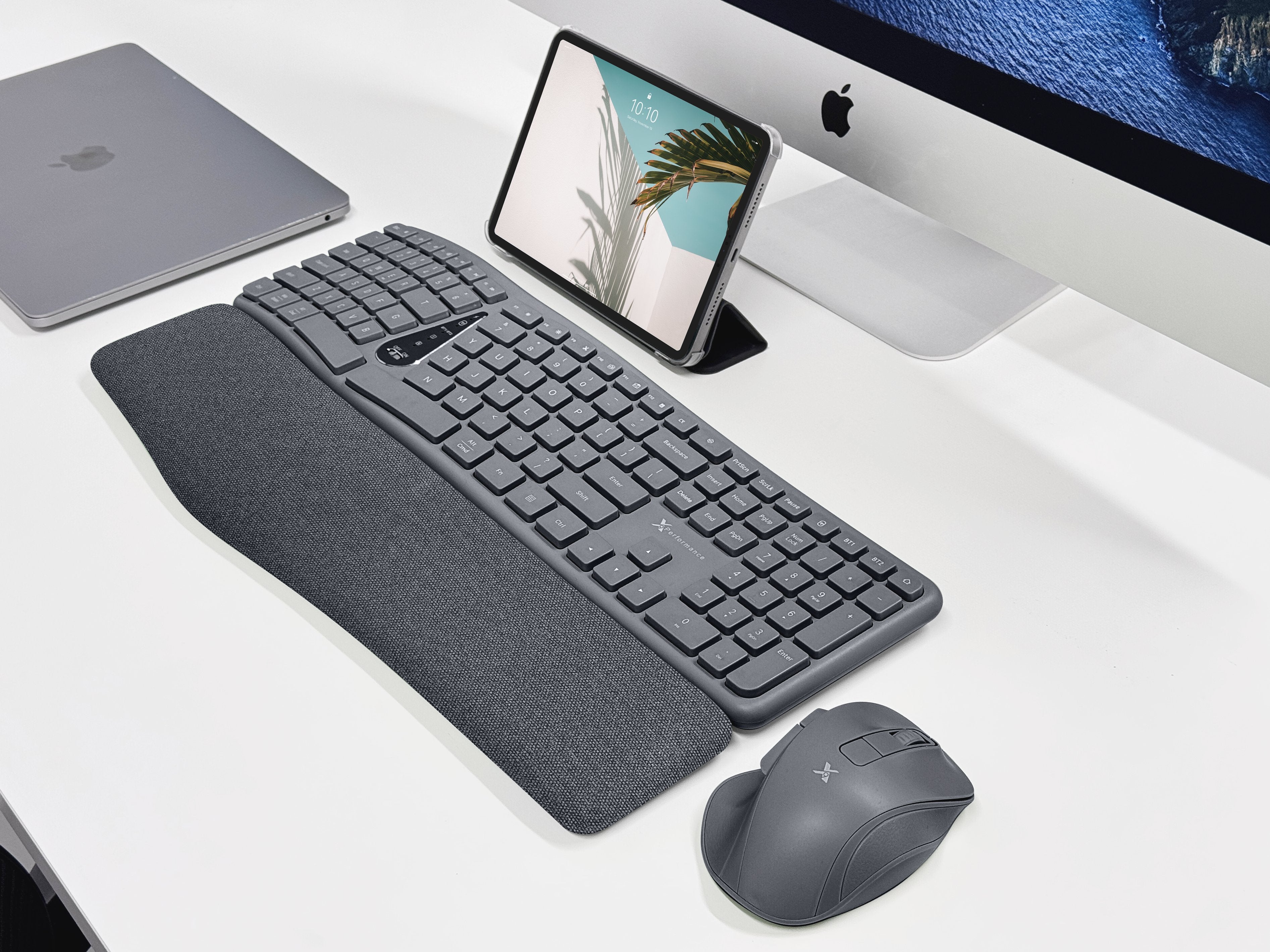 Ergonomic Wireless Keyboard and Mouse Combo - Split Design, 2.4GHz, Contoured Mouse