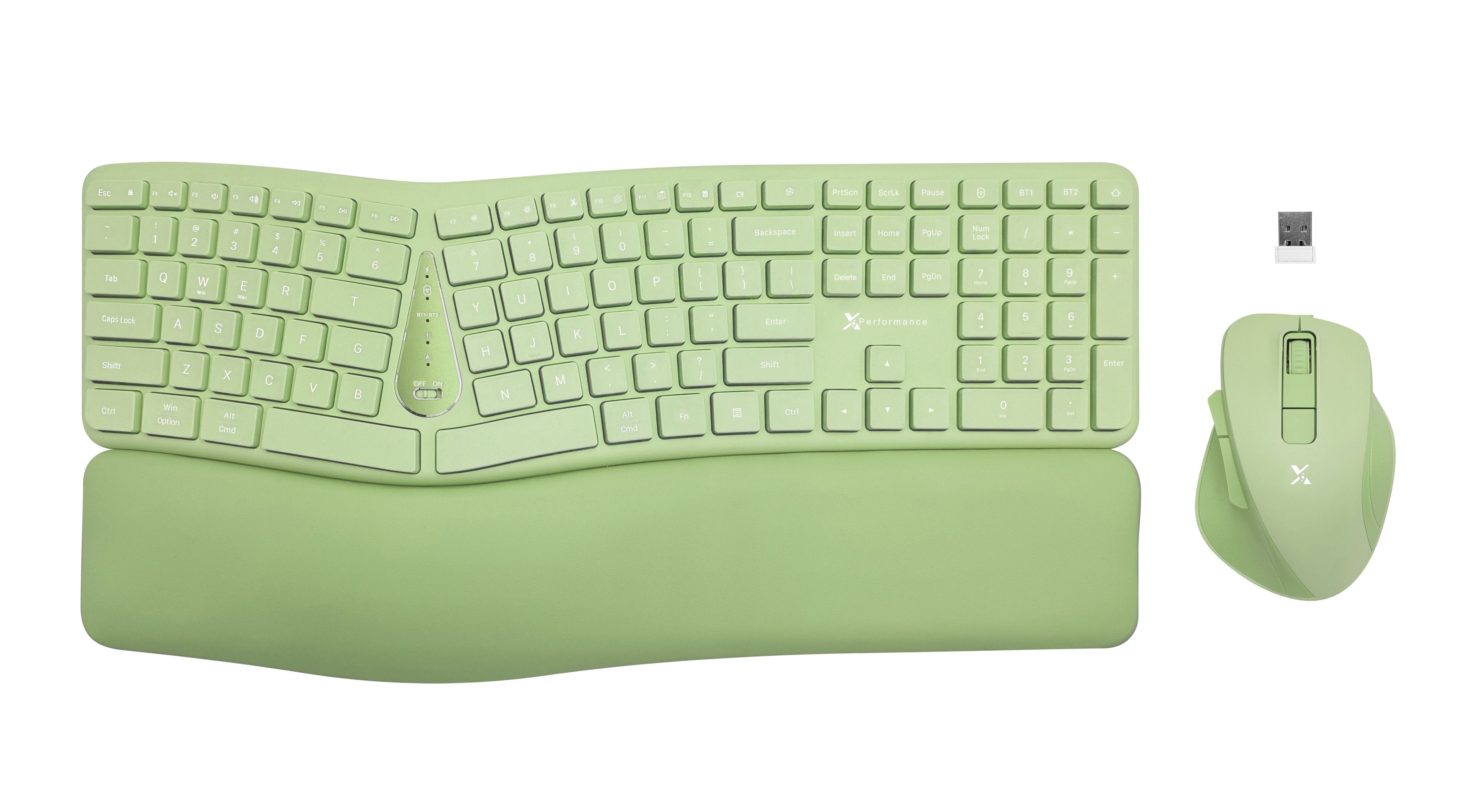 Ergonomic Wireless Keyboard and Mouse Combo - Split Design, 2.4GHz, Contoured Mouse