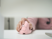 Wireless Vertical Ergonomic Mouse — Bluetooth + 2.4GHz, 4000 DPI, 6 Buttons (Pink)