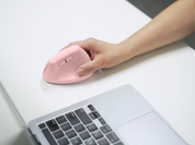 Wireless Vertical Ergonomic Mouse — Bluetooth + 2.4GHz, 4000 DPI, 6 Buttons (Pink)