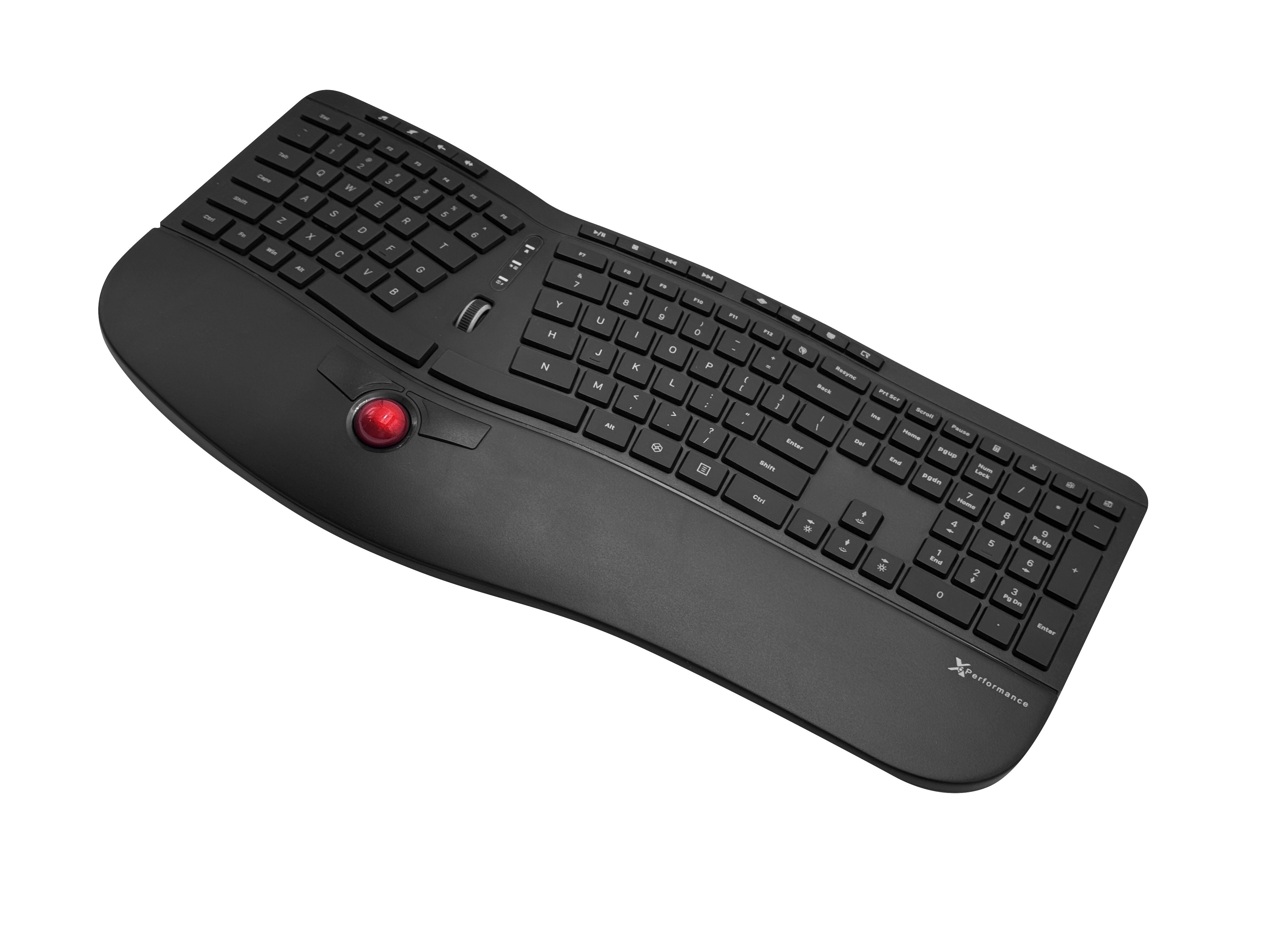 Ergonomic Wireless Keyboard with Trackball