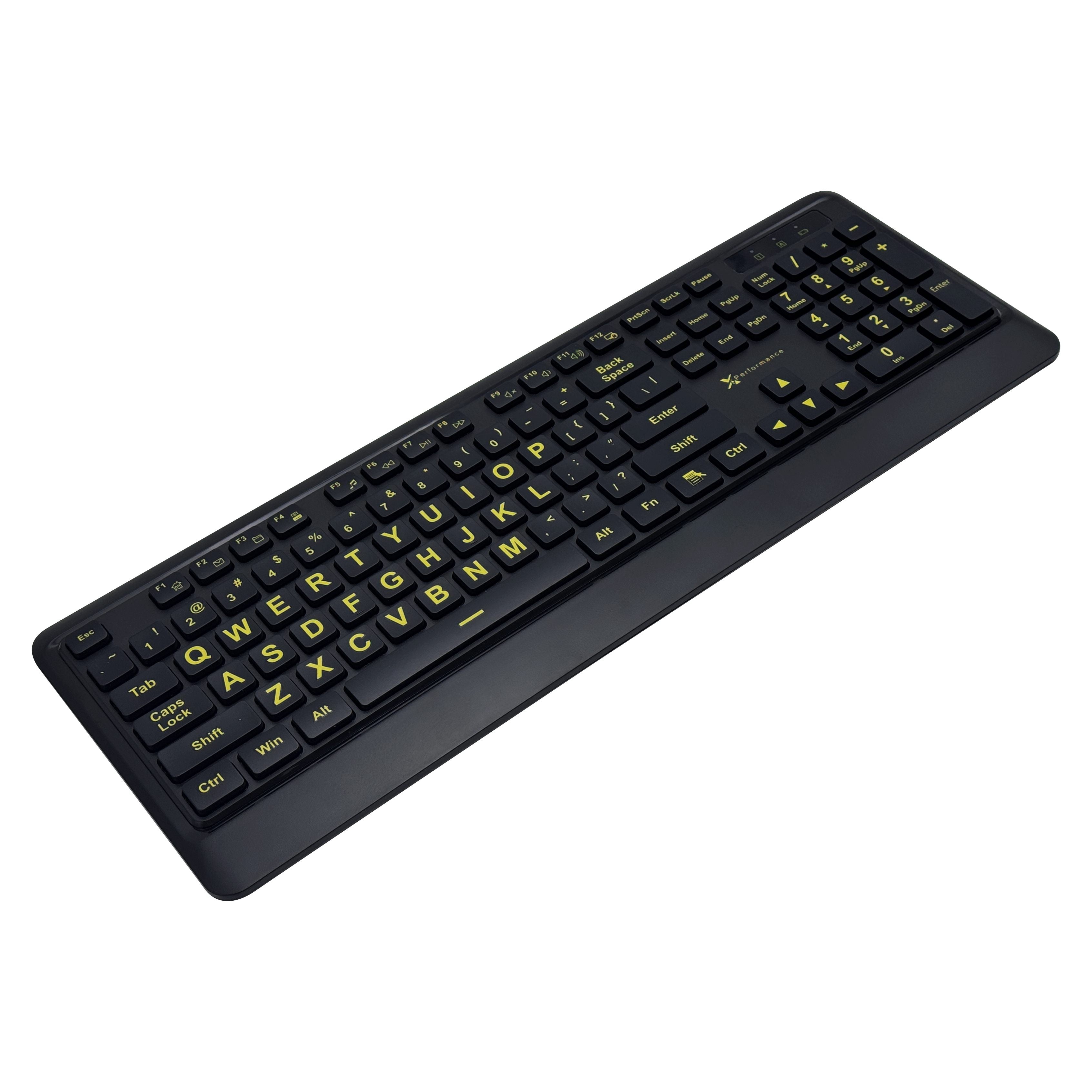 Large Print Wireless Keyboard and Mouse Combo - 4x Bigger Letters, High-Contrast Yellow, 2.4GHz