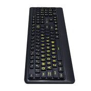 Large Print Wireless Keyboard and Mouse Combo - 4x Bigger Letters, High-Contrast Yellow, 2.4GHz