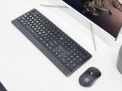 Large Print Wireless Keyboard and Mouse Combo - 4x Bigger Letters, High-Contrast Yellow, 2.4GHz