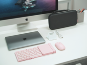 X9 Foldable Wireless Keyboard & Mouse Set | Dual Bluetooth (Pink)