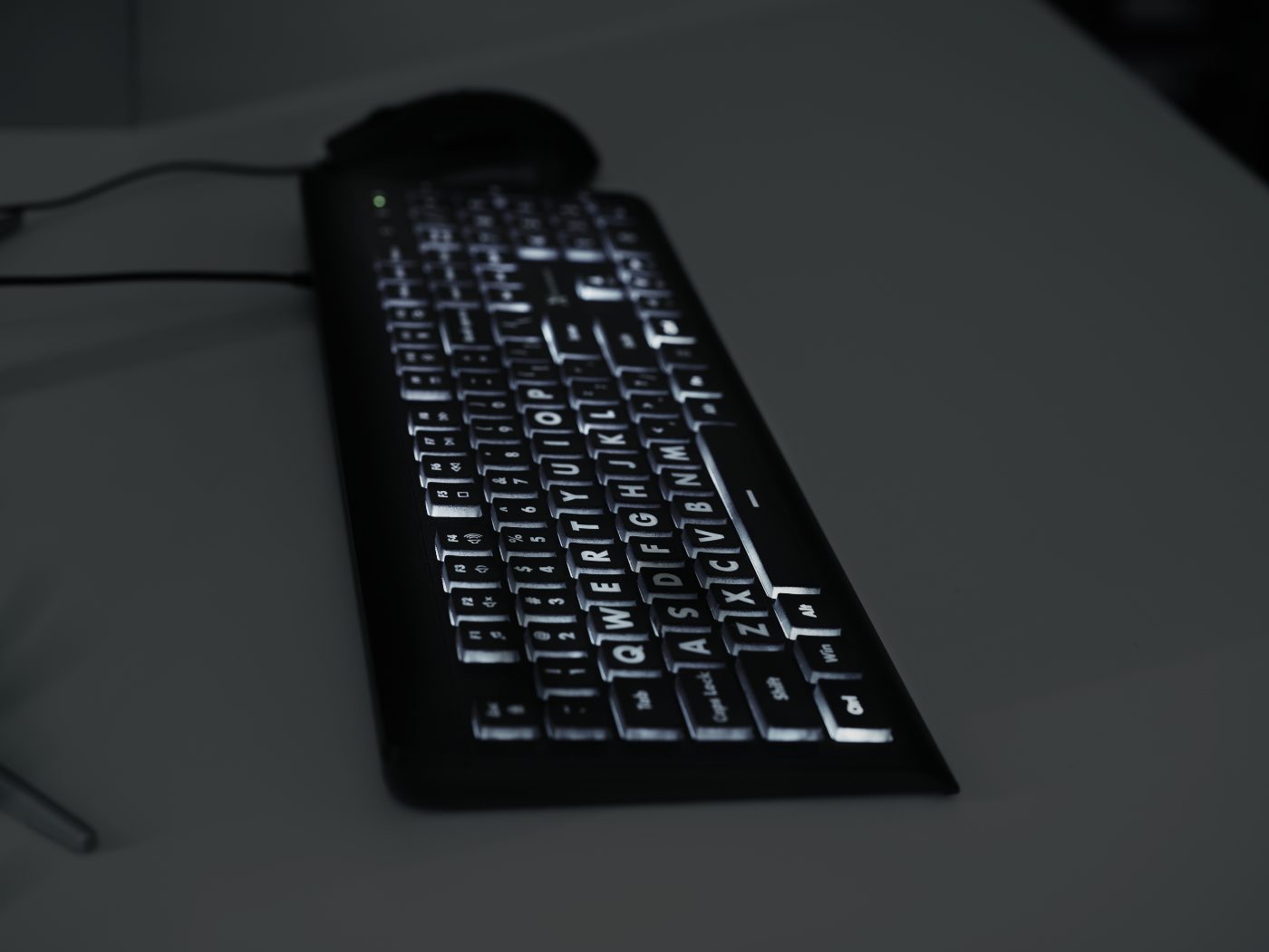 Backlit keyboard in dark