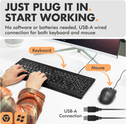 Large Print Backlit Keyboard and Mouse Combo - 7-Color LED, USB Wired, 4 DPI Mouse