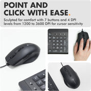 Large Print Backlit Keyboard and Mouse Combo - 7-Color LED, USB Wired, 4 DPI Mouse