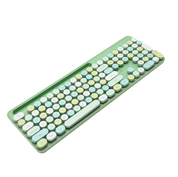 Retro Wired Keyboard and Mouse Combo - Typewriter Round Keys, USB Plug and Play, Matching Mouse