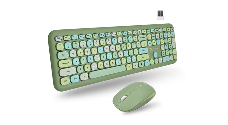 X9 Performance Colorful Keyboard and Mouse Combo - 2.4G Wireless Connectivity - Transform Your Space with a Cute Wireless Keyboard and Mouse Set For PC and Chrome - Green