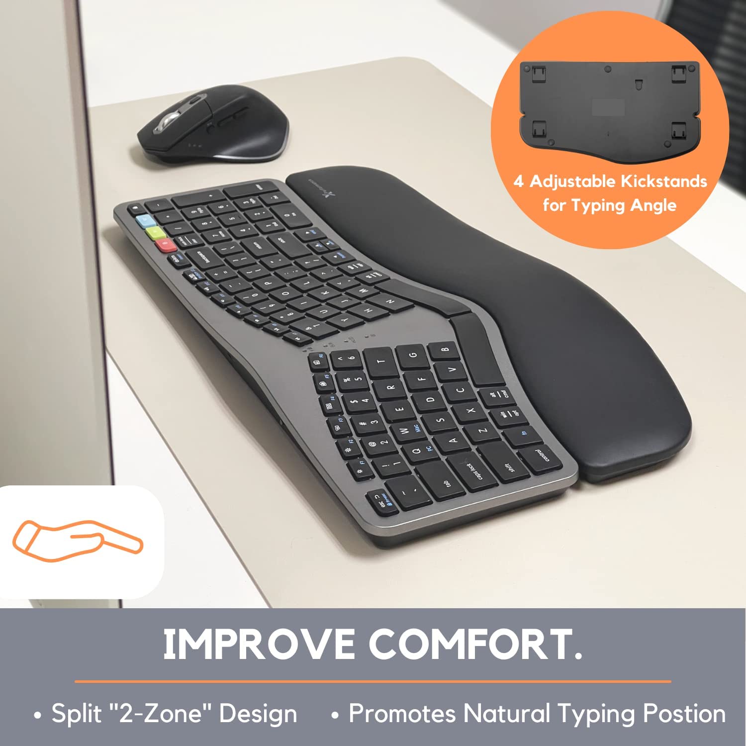 Wireless Ergonomic Keyboard and Mouse Combo