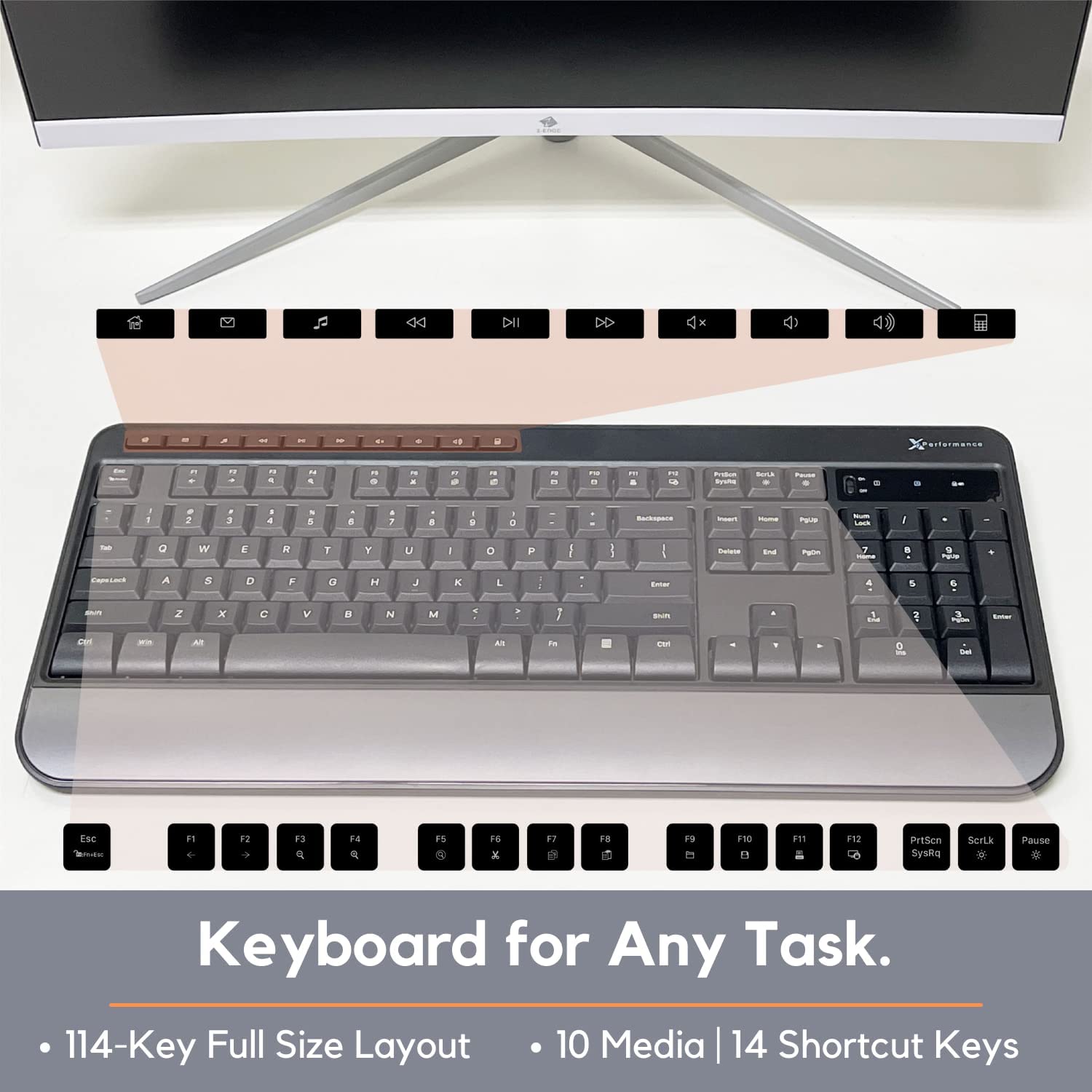 2.4G Wireless Mouse and Keyboard Combo - 3 in 1 Workflow Trio - 114 Key Cordless Keyboard and Mouse Combo with Mouse Pad - 10 Media Keys - Wireless Mouse Keyboard Combo for PC & Chrome