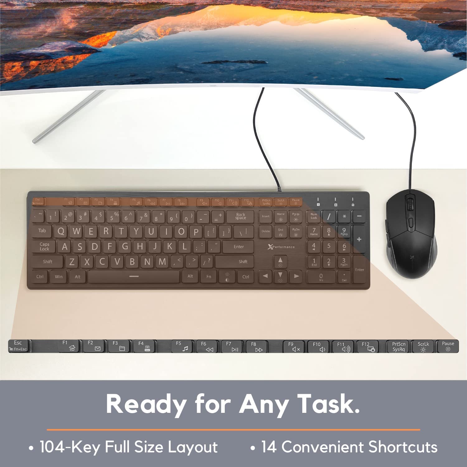 Large Key Keyboard and Mouse Combo (X9BLKEYLP7CB)