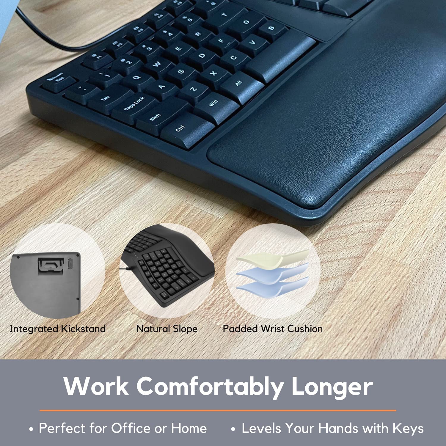 Ergonomic Keyboard with Palm Rest for PC (X9ERGOKEY)