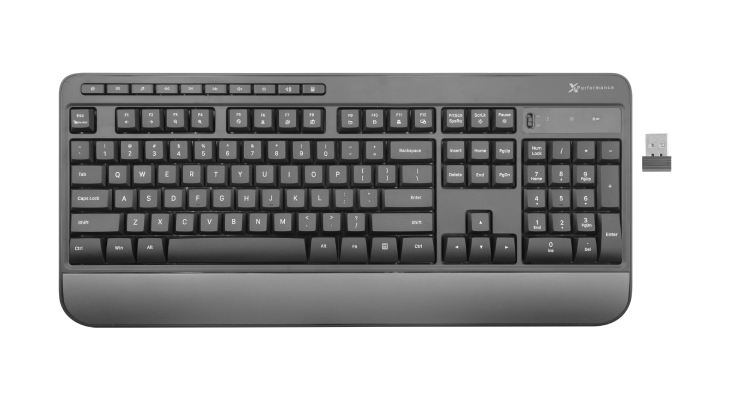 X9 Performance Multimedia USB Wireless Keyboard - Take Control of Your Media - Full Size Keyboard with Wrist Rest and 114 Keys (10 Media and 14 Shortcut Keys