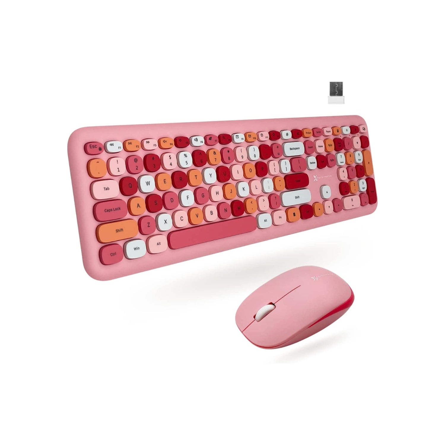 Cute Retro Wireless Keyboard and Mouse Combo